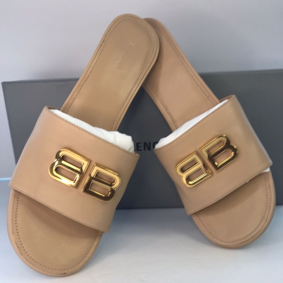 - New 💯 Authentic BalenciagaBb Logo Plaque Heeled Mules - Picture 6 of 14